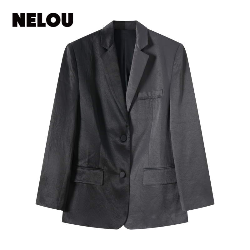 老钱感简奢阔版三醋拼色西服新款设计款西服百搭老钱风外套