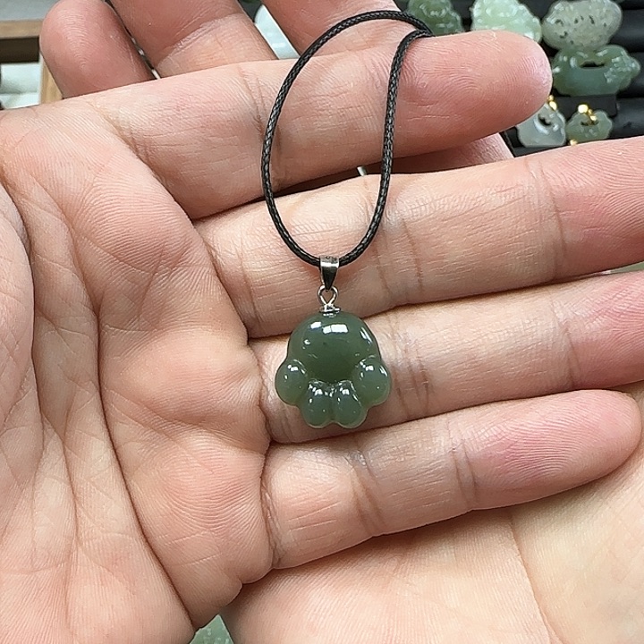 和田玉吊坠(不含链)银S925镶嵌