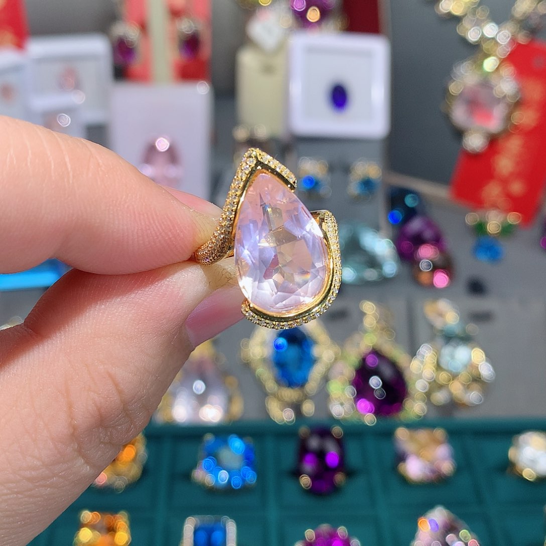 水晶戒指银S925镶嵌戒指