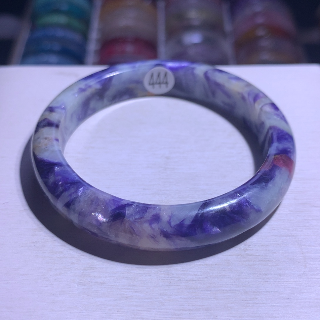 水晶银S925镶嵌手镯蓝龙晶58.1圈444