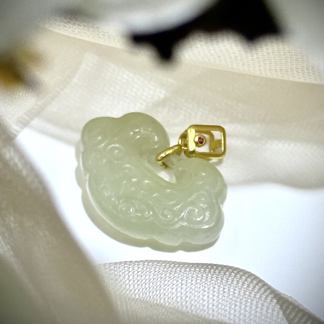 和田玉晴水如意锁s925-13*24*5.5mm-多样性发其一-ls25-1173