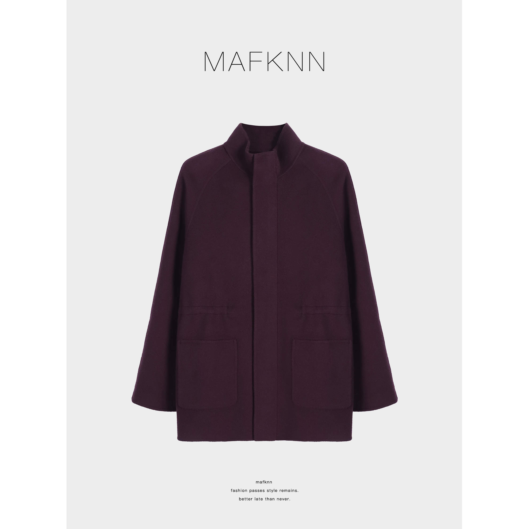 MAFKNN/玛肯时尚休闲简约纯色百搭秋冬舒适毛呢大衣MK13946