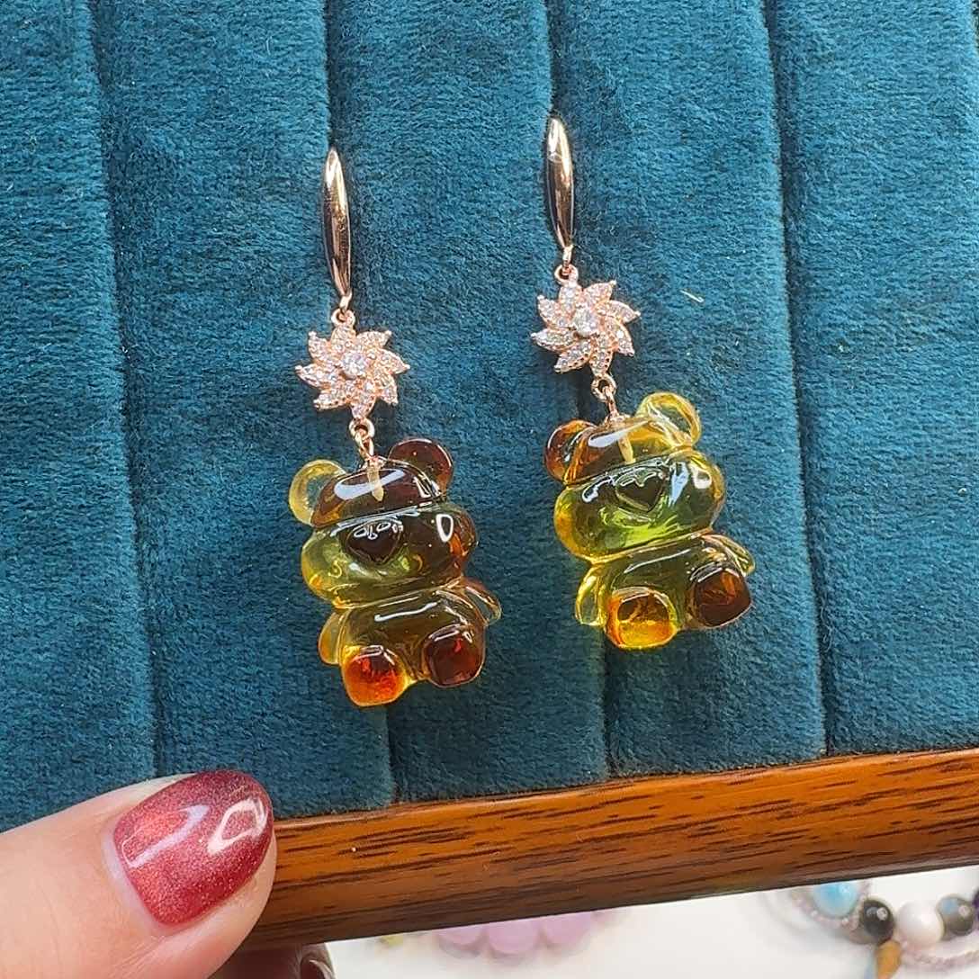 琥珀耳饰未镶嵌琥珀耳饰