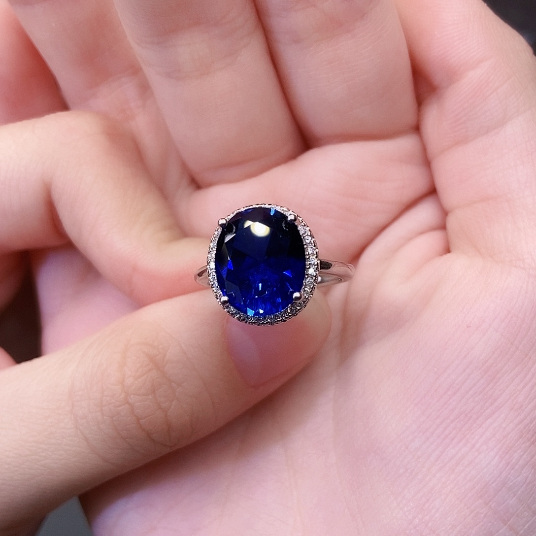 银S925镶嵌蓝宝石戒指