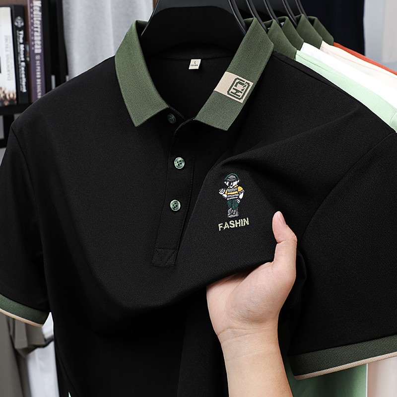 夏季男士刺绣polo时尚Polo衫夏季修身短袖半袖免烫LOGO标准纯色款