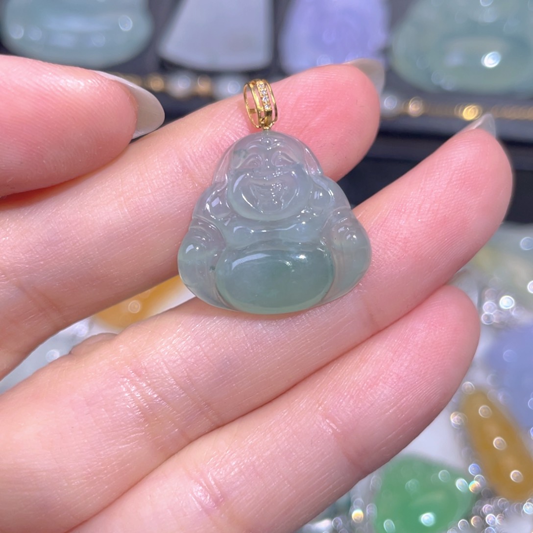 颈饰18K金镶嵌翡翠翡翠