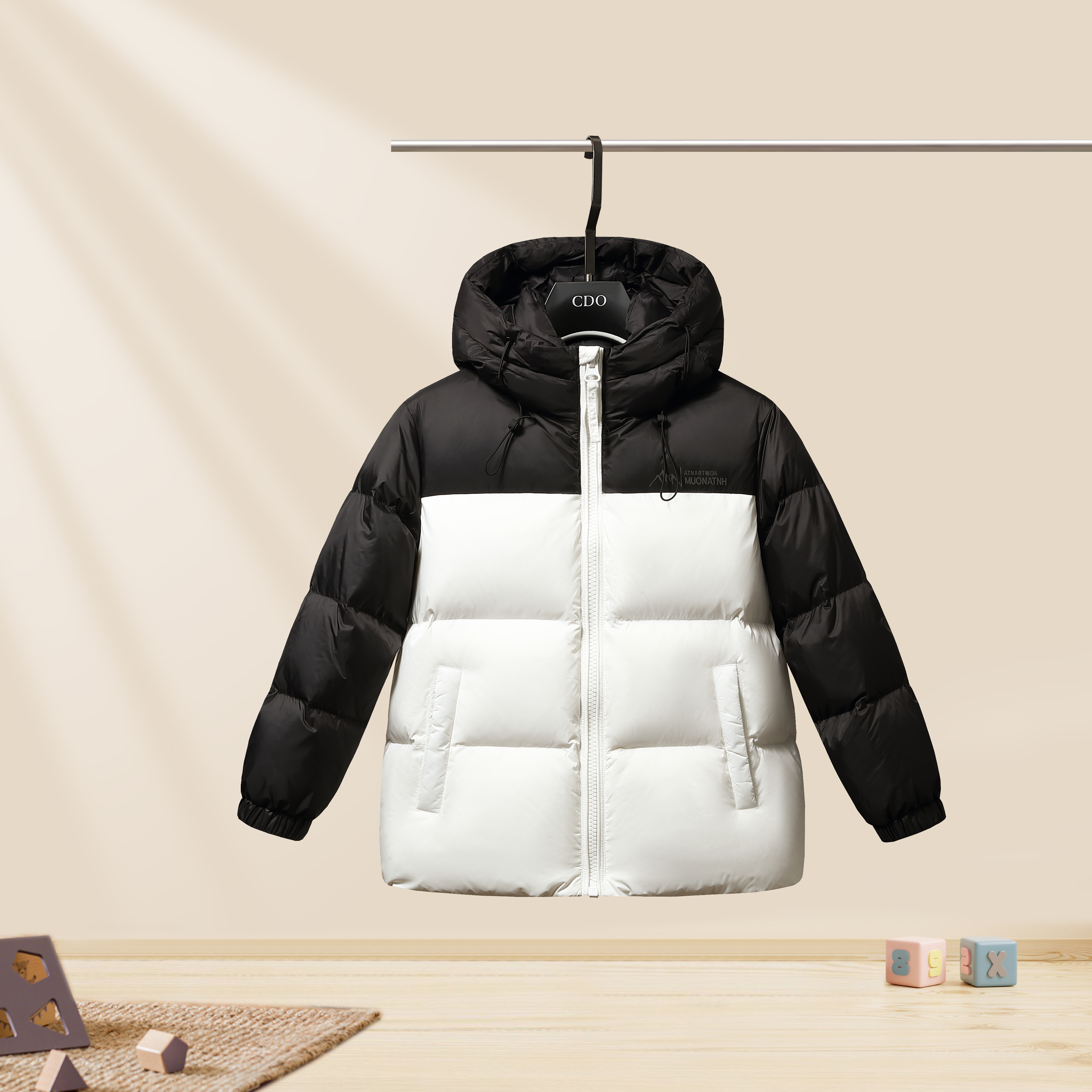 冬季男女同款经典拼色童装羽绒服8628