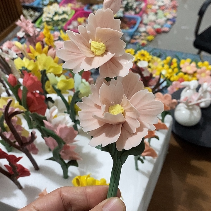 瓷片纯手工陶瓷花摆件瑕