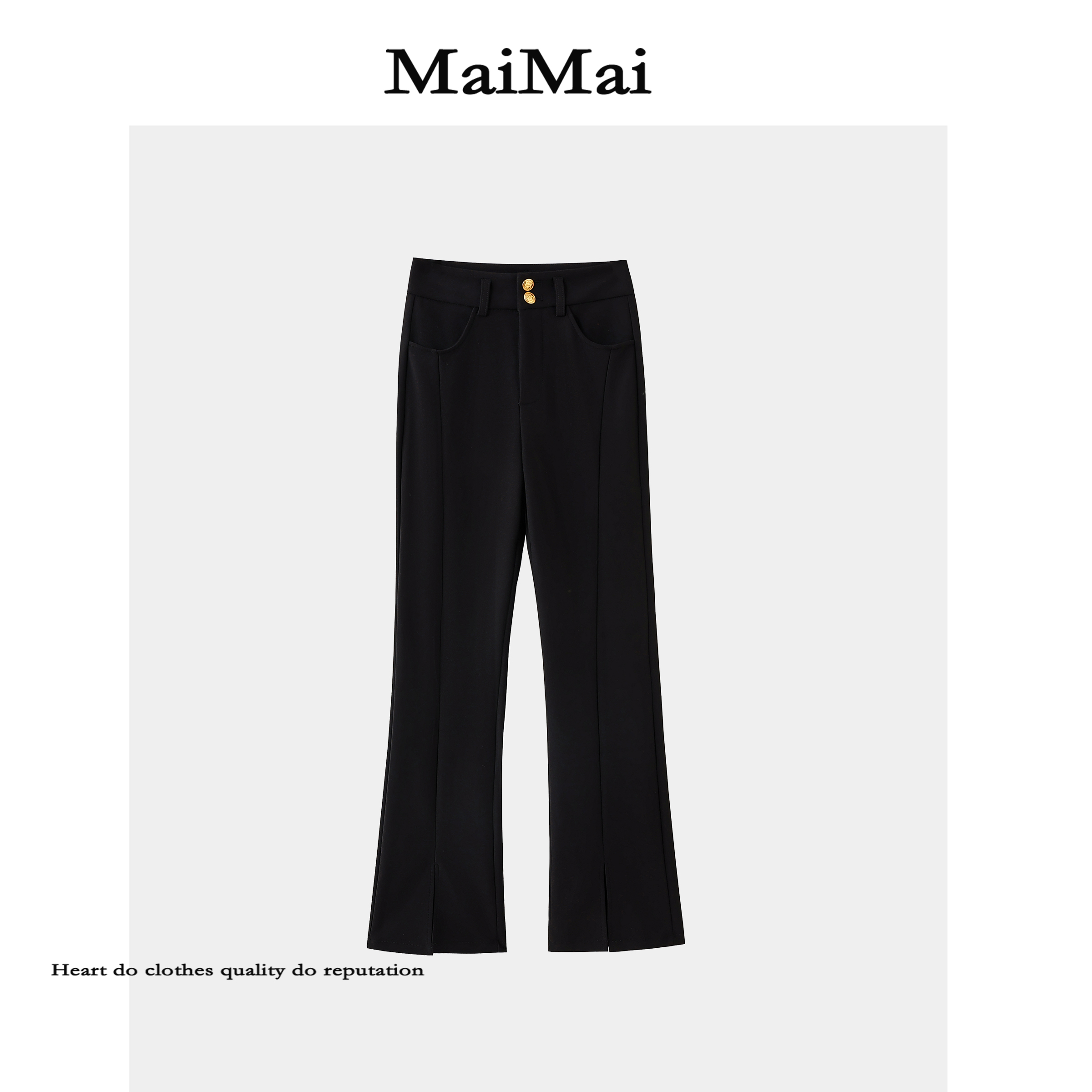 【腿精怡人】Mai Mai◆ 喇叭裤休闲裤厚款高腰开叉女士垂顺感裤子秋