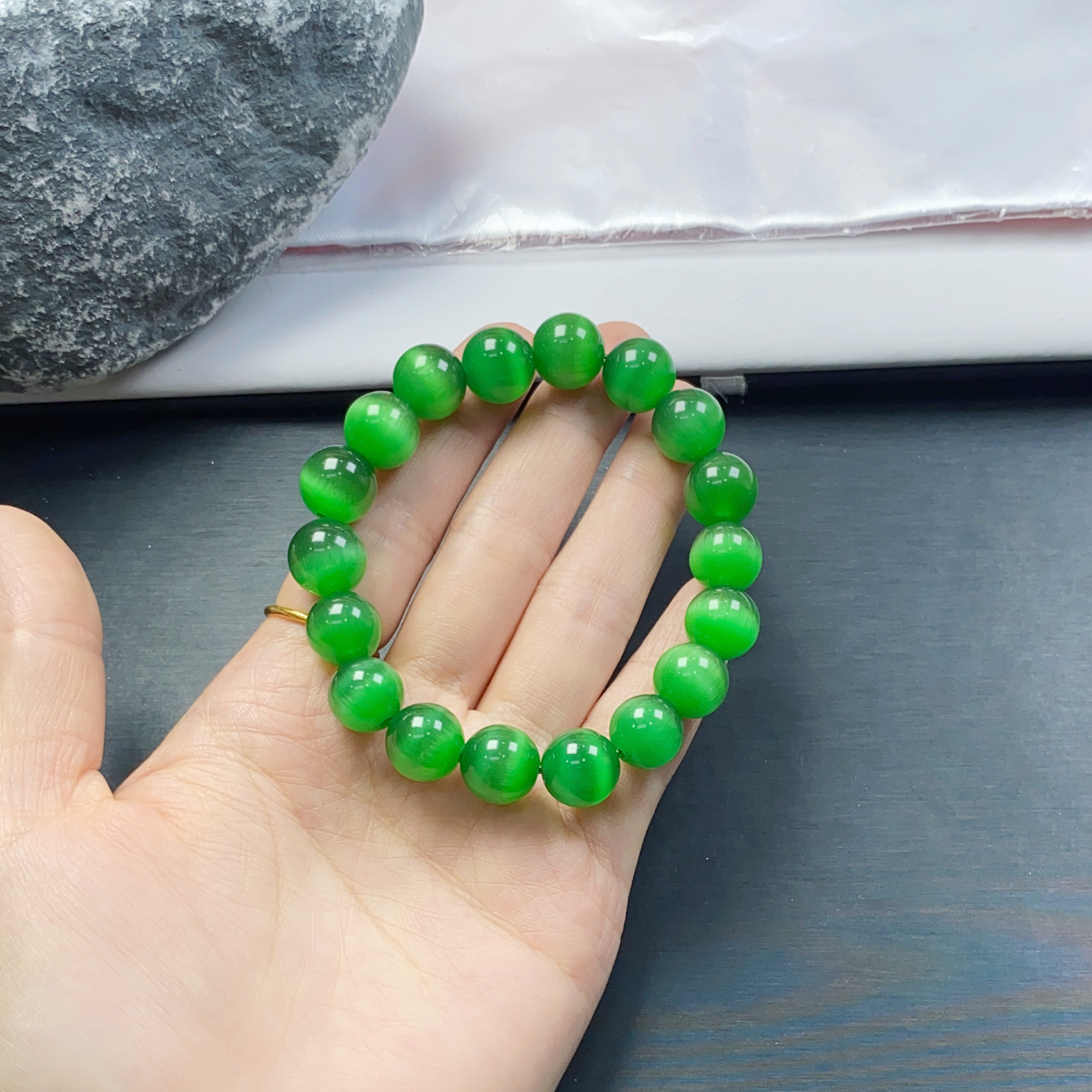 【聚宝严选】A503绿猫眼手串12妈妈款精致精美气质百搭