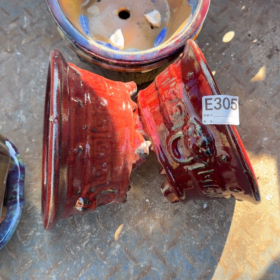 正***道紫砂花盆305两个红     