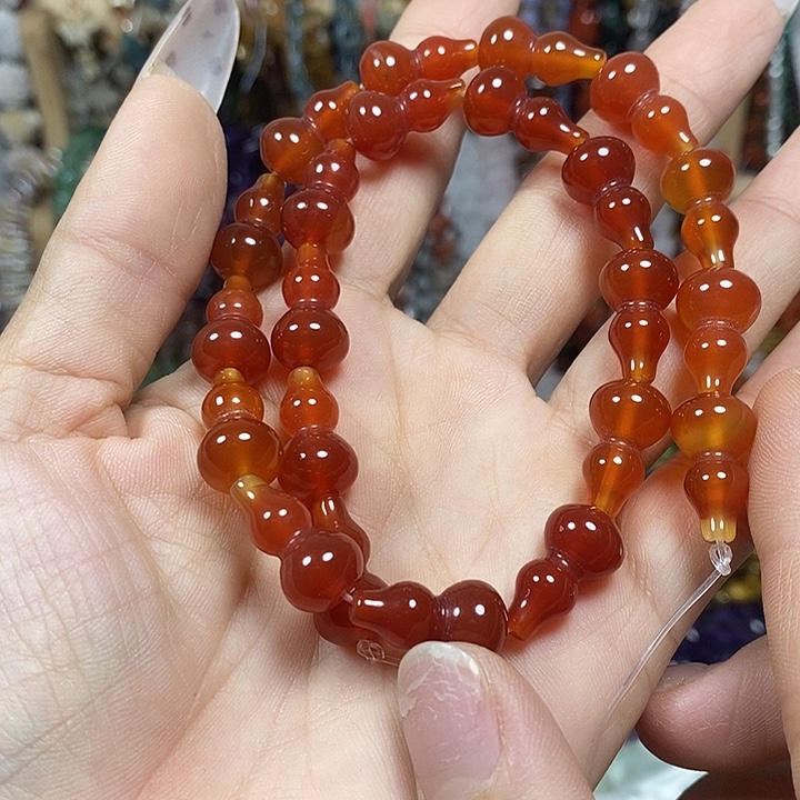 玛瑙/玉髓未镶嵌珠宝半成品玛瑙葫芦卡10*18mm