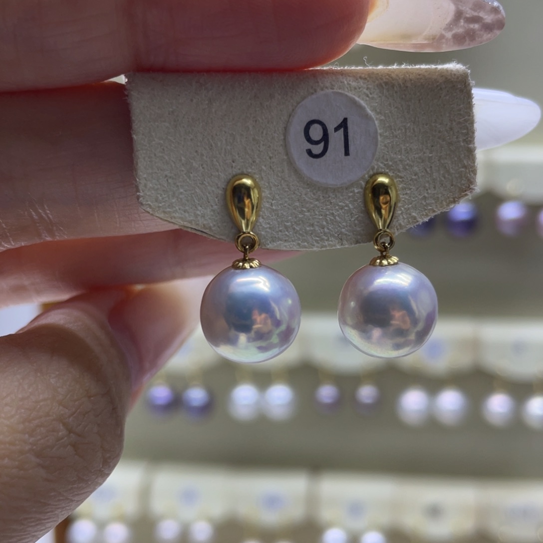 淡水珍珠耳饰18K金镶嵌