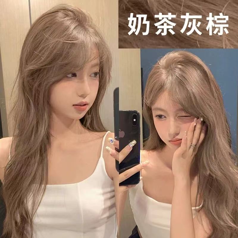 【买1送1】奶茶灰棕色染发膏剂天然植物纯亚麻灰棕无刺激热销okcss