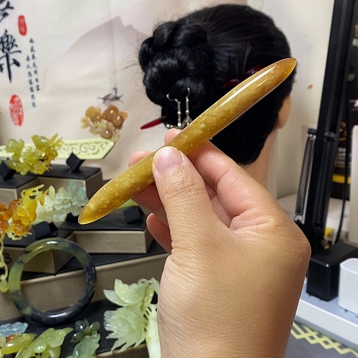 蛇纹石玉合金发饰