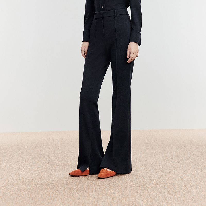 【商场同款】 2025冬新款羊毛修身西装微喇裤开叉显瘦百搭休闲长裤