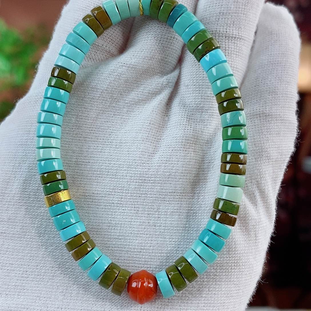 绿松石珠宝奇石18K金镶嵌