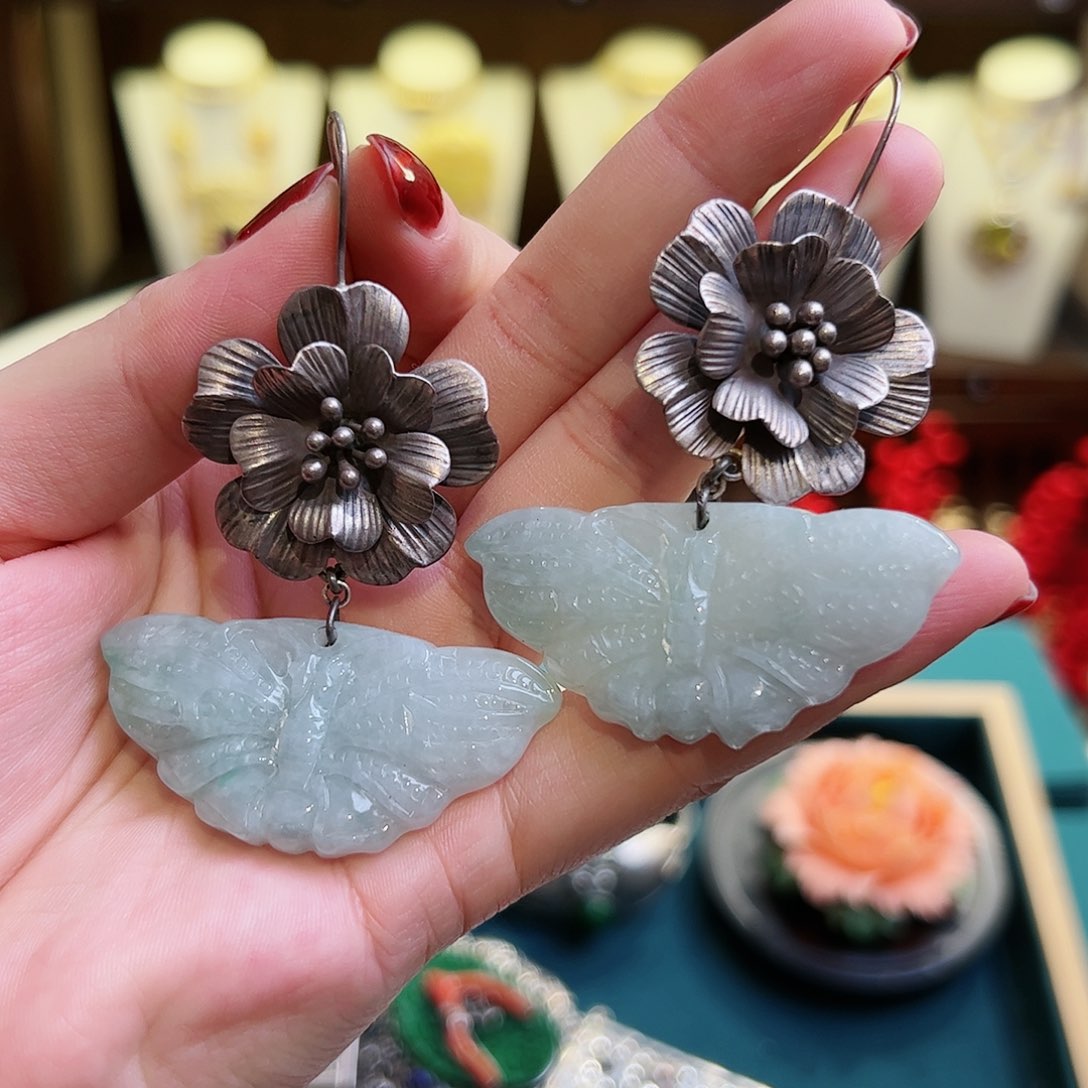 翡翠耳饰未镶嵌耳环