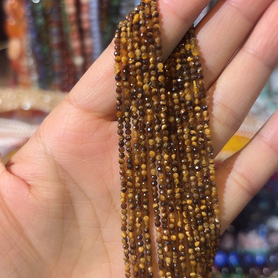 玛瑙/玉髓未镶嵌珠宝半成品虎眼卡2mm一条