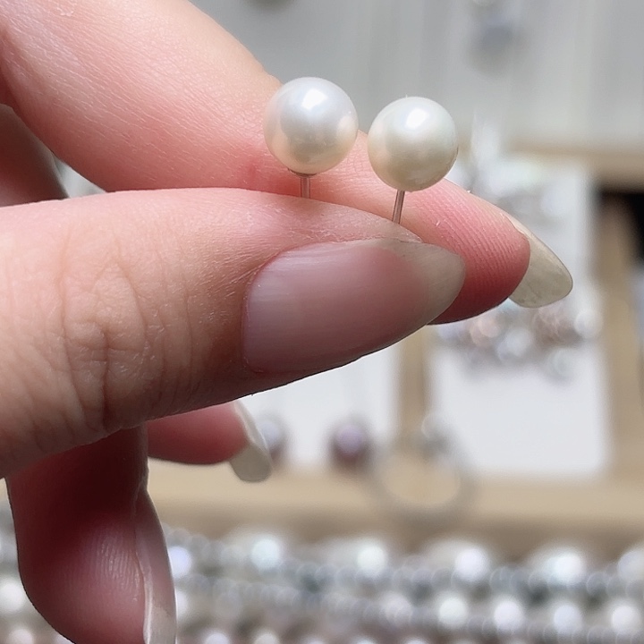 银S925镶嵌淡水珍珠耳饰