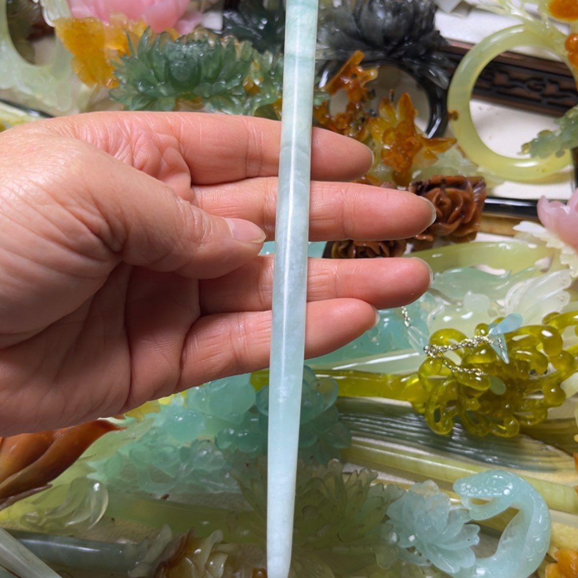 【闪购商品】未镶嵌蛇纹石玉发饰一****”