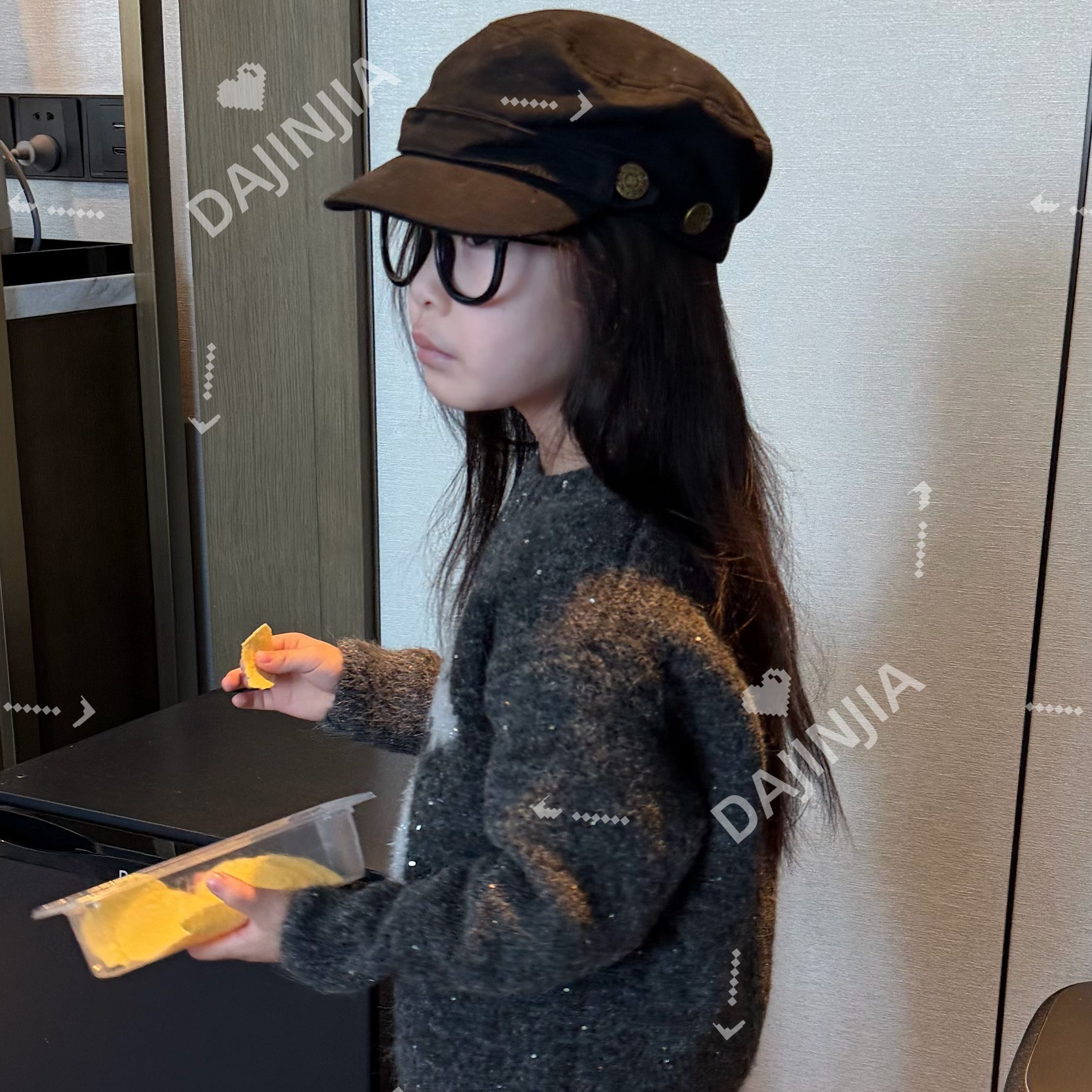 大金定制新款女童蝴蝶结加厚保暖套头洋气韩系简约针织衫毛衣