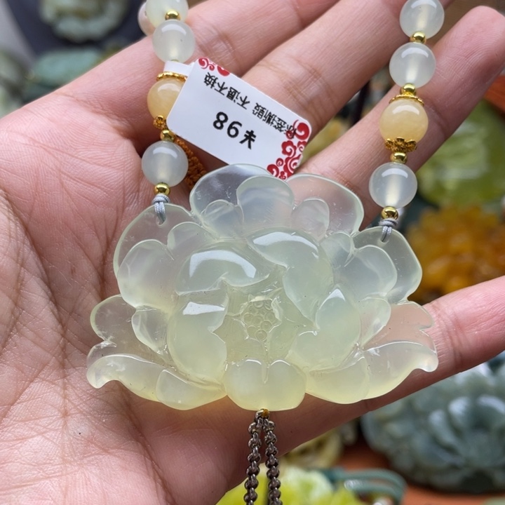 蛇纹石玉吊坠银S925镀金镶嵌