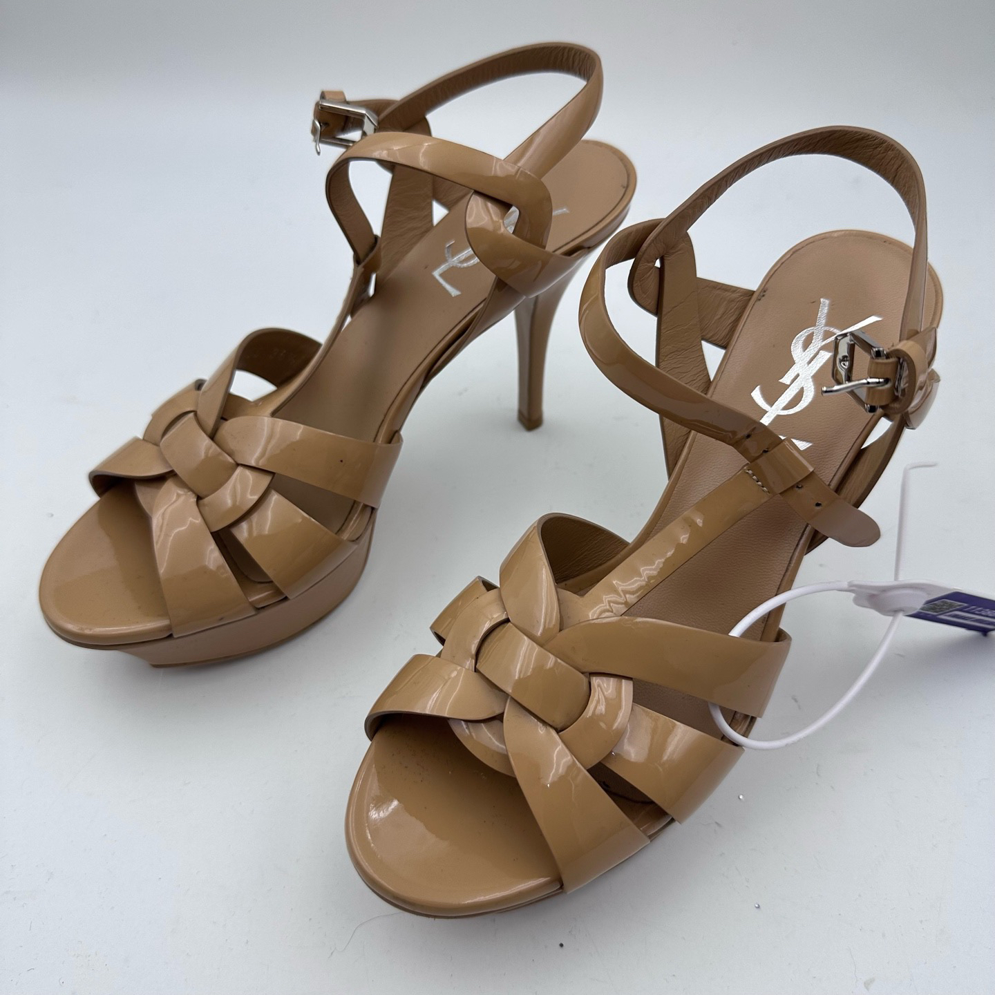 未使用 YSL/圣罗兰 全新/36.5码/圣罗兰裸色高跟凉鞋/无盒/