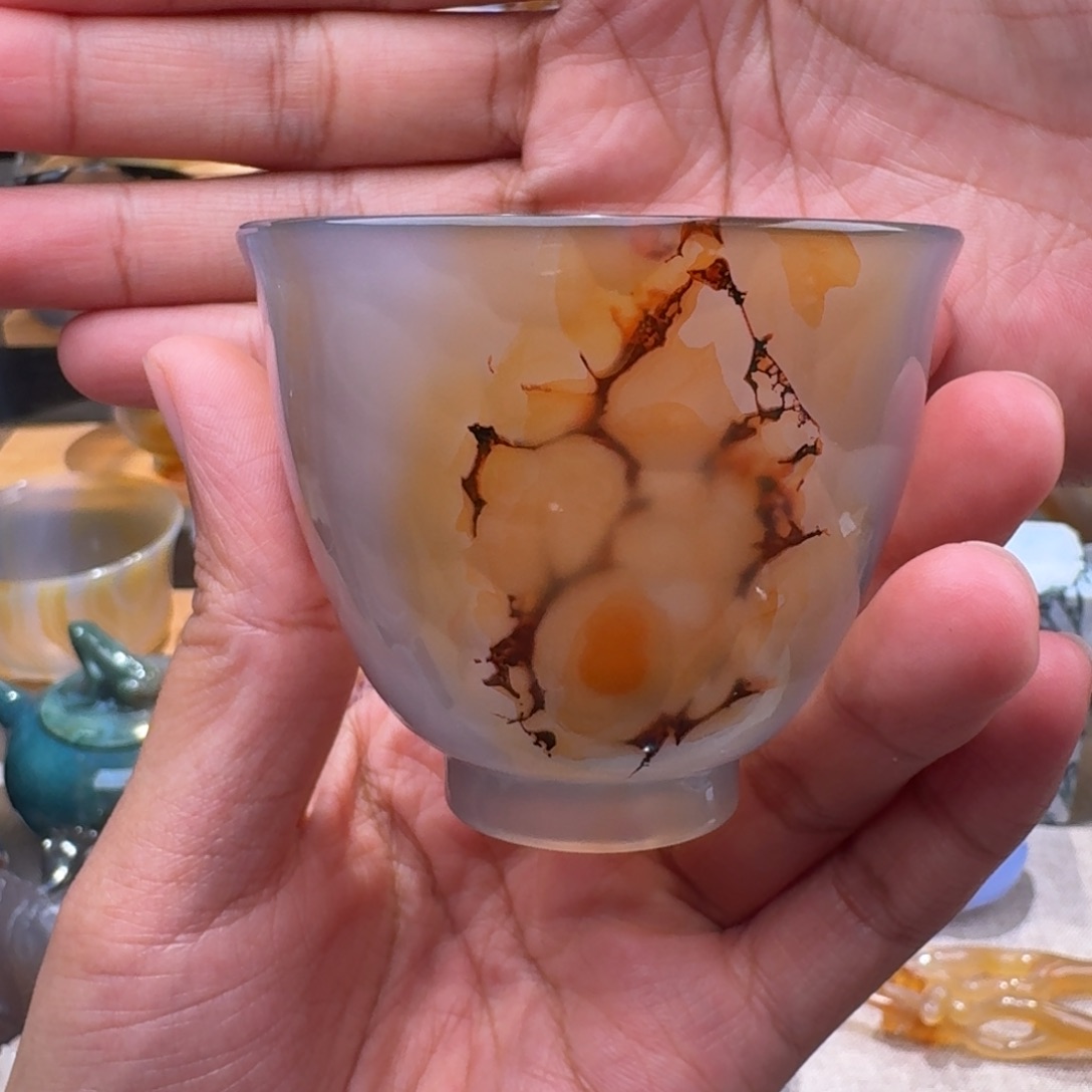 玛瑙/玉髓玛瑙茶杯未镶嵌明*