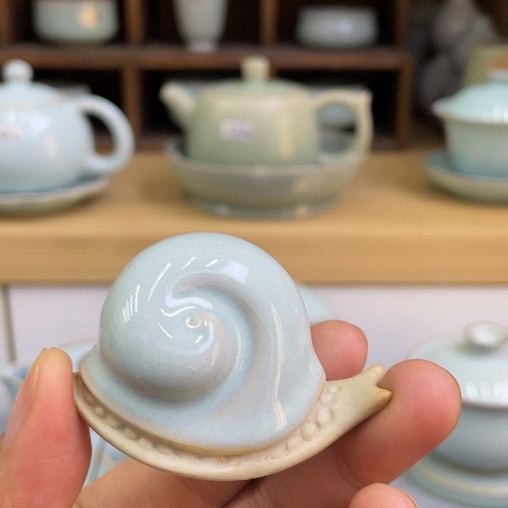 杯子陶瓷天青汝瓷蜗牛