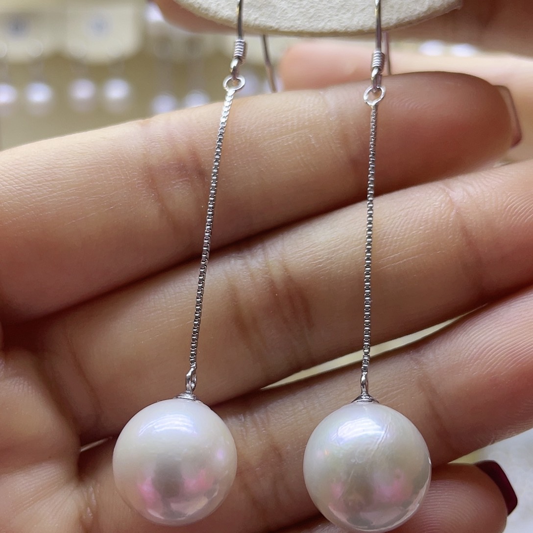 淡水珍珠耳饰银S925镶嵌