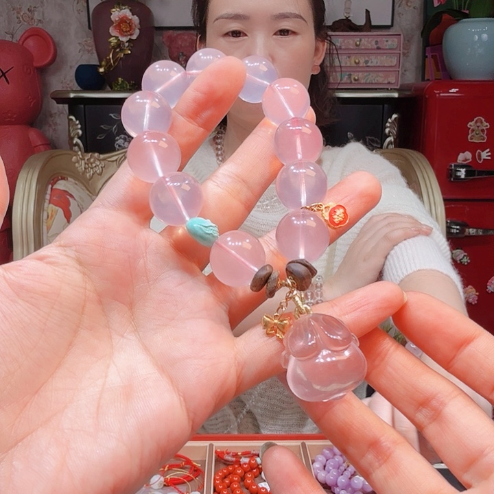 水晶手串18K金镶嵌手串