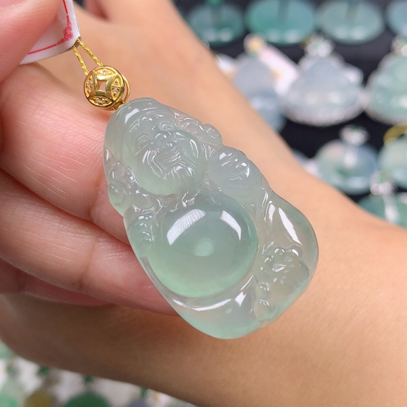 【闪购商品】翡翠颈饰18K金镶嵌财神