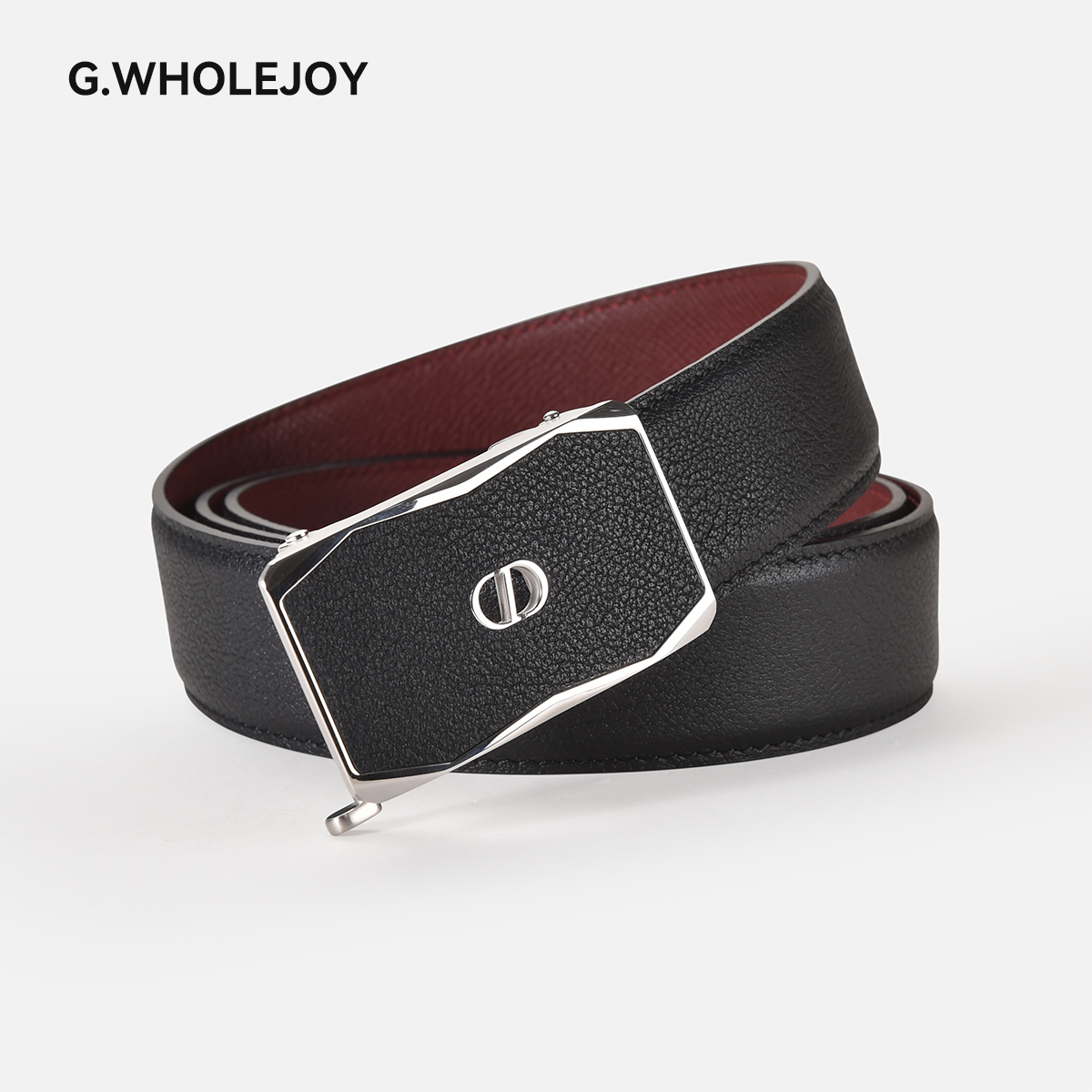 G.WHOLEJOY自动扣【内穿】3.5宽男士真牛皮不锈钢扣简约商务2515-3