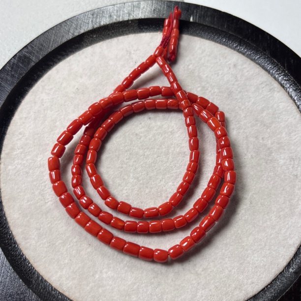 天然沙丁红珊瑚桶珠多圈手串【国检证书】