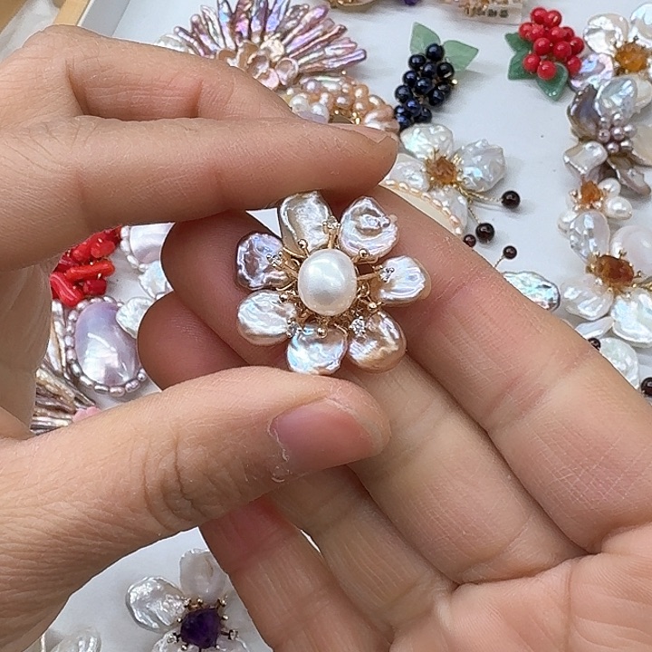 淡水珍珠发饰银S925镶嵌
