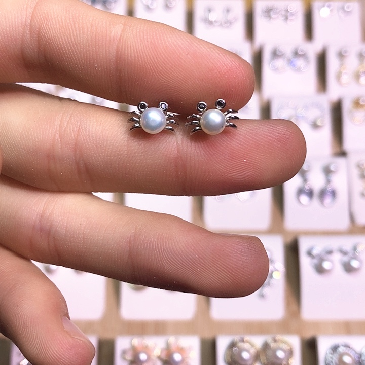 淡水珍珠耳饰银S925镶嵌