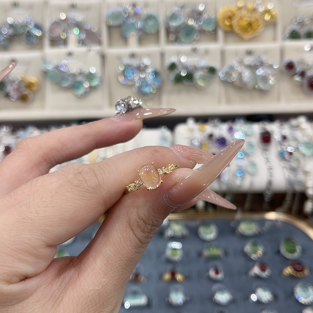 真***瑶戒指银S925镀金镶嵌黄晶