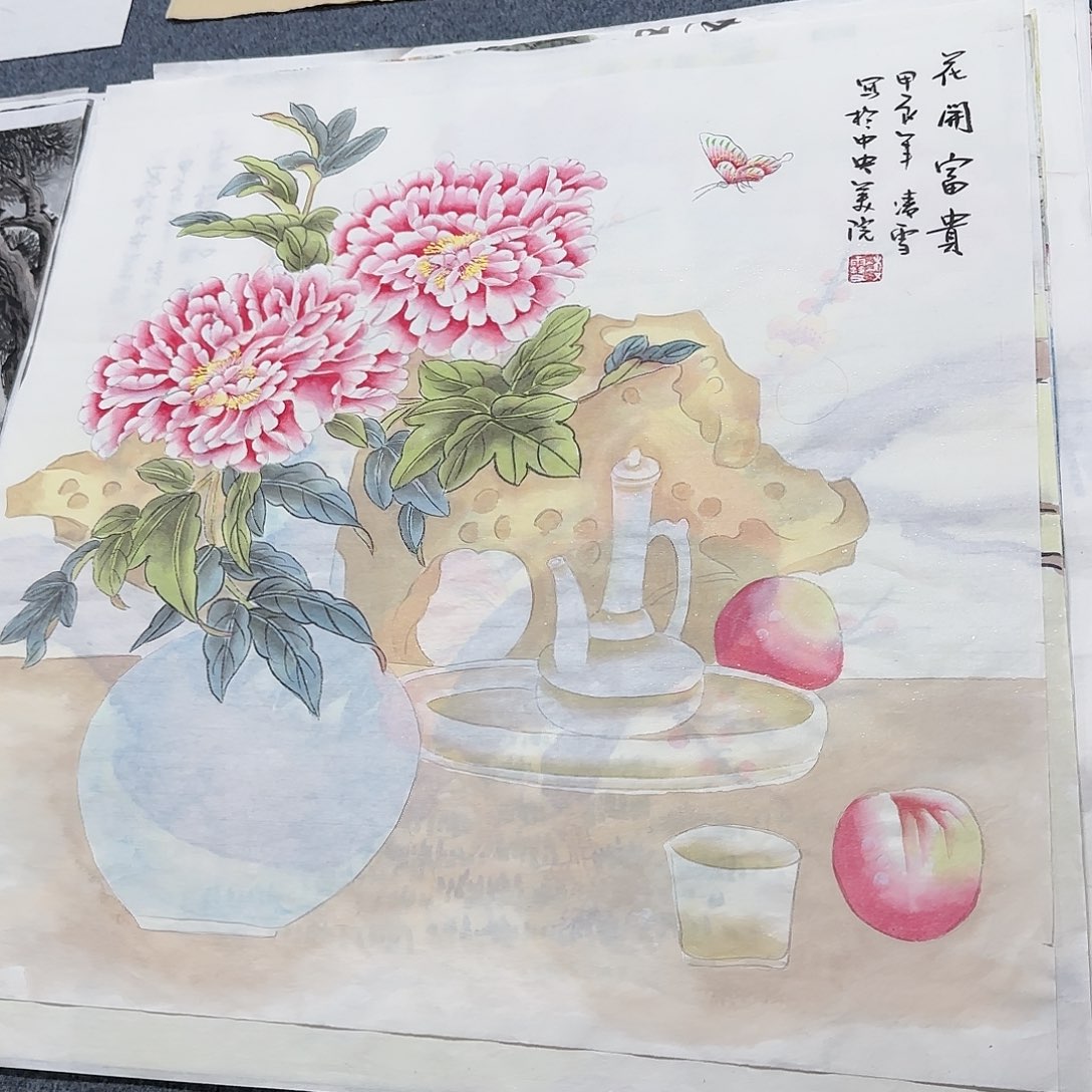 国画尺寸70X70手绘作品