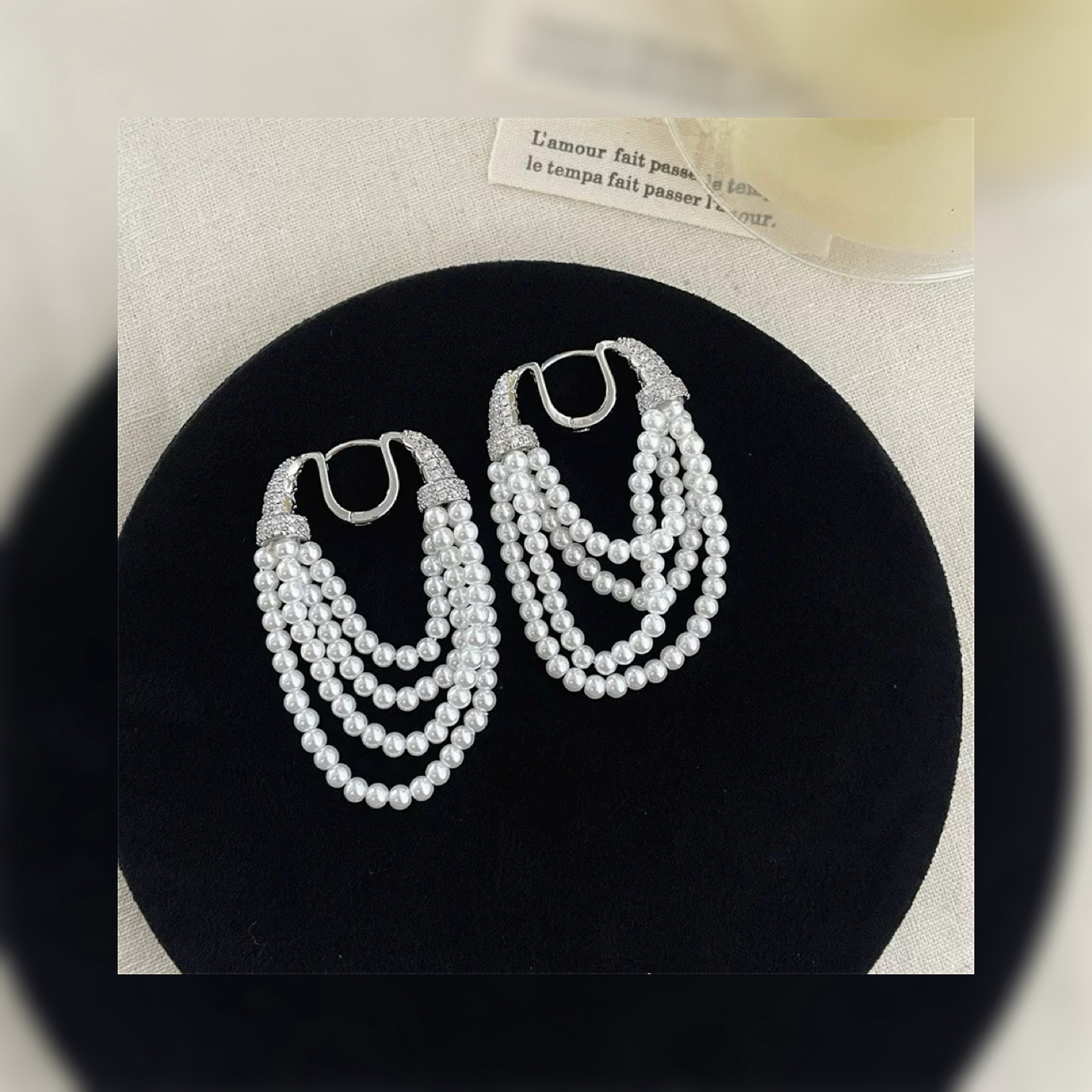 铜合金合金仿珍珠耳饰  【月光舞曲】复古优雅小众高级感轻奢耳钉女