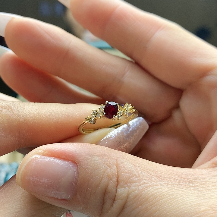 红宝石戒指银S925镶嵌