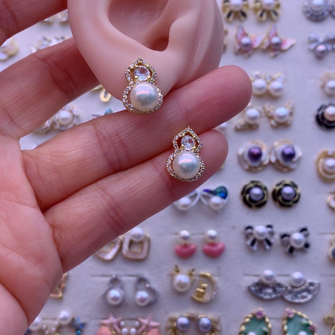 淡水珍珠耳饰合金