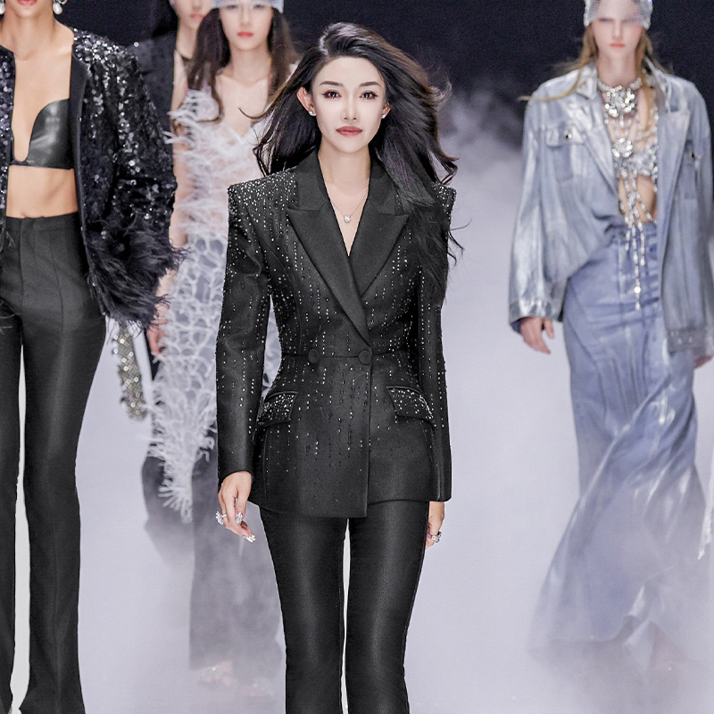 MAGGIEMA马婧晚宴场合女装轻奢黑色高级感气质西装外套女套装639C