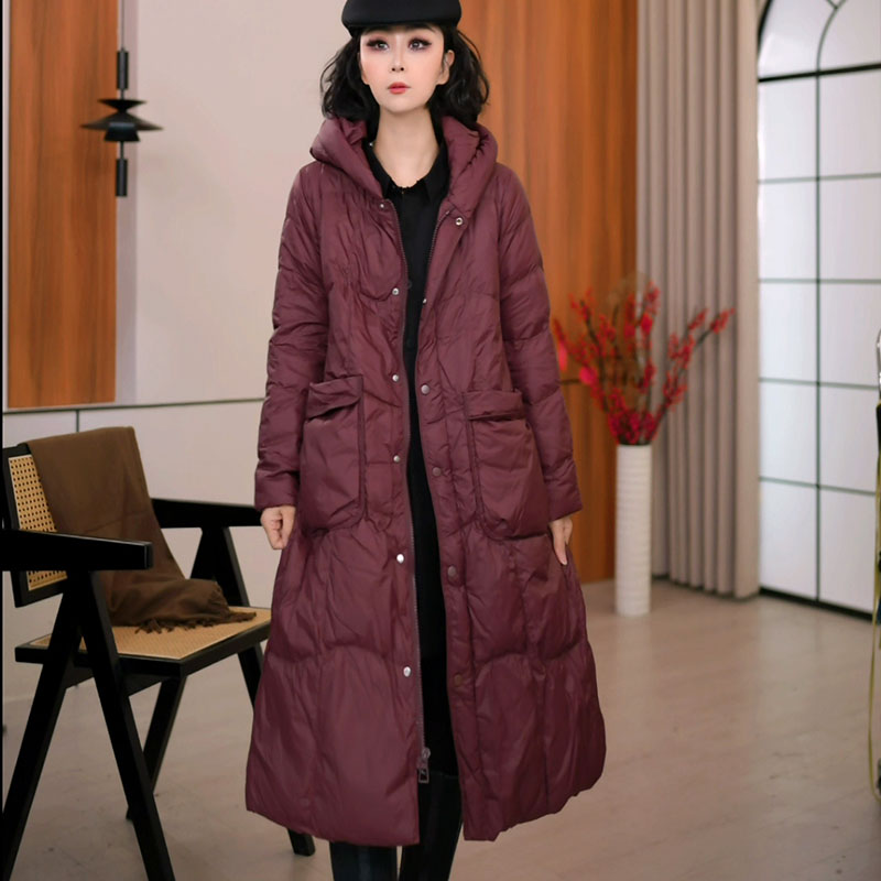 9240秋冬新款韩版2025宽松休闲时尚中长款连帽羽绒服女