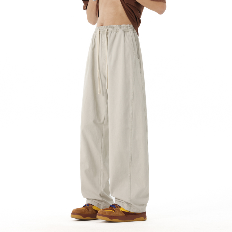 阔腿裤防风休闲裤复古工装弯刀裤夏季裤子百搭宽松纯色日系