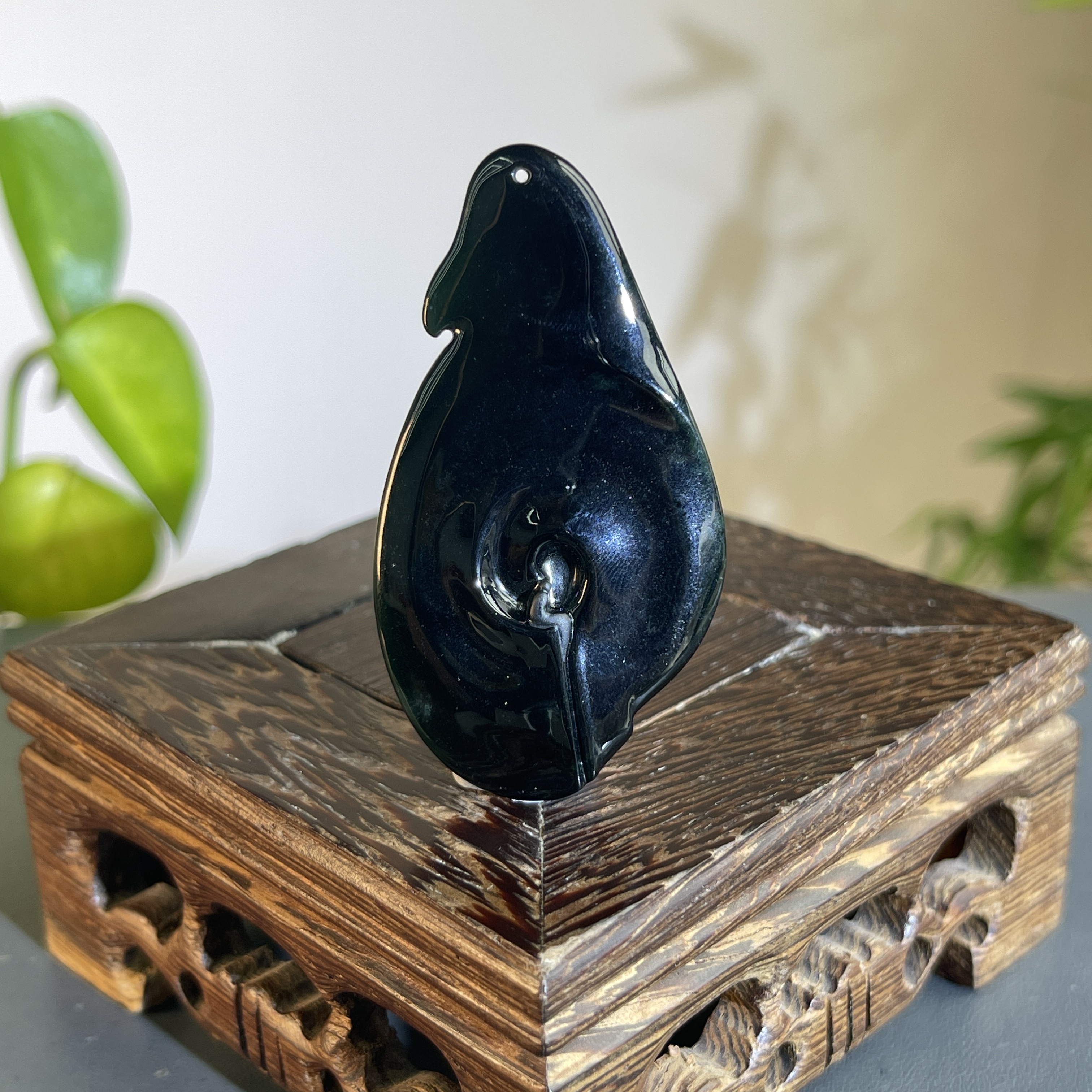 JXB15-143  黑色天然翡翠A货  黑-悟道