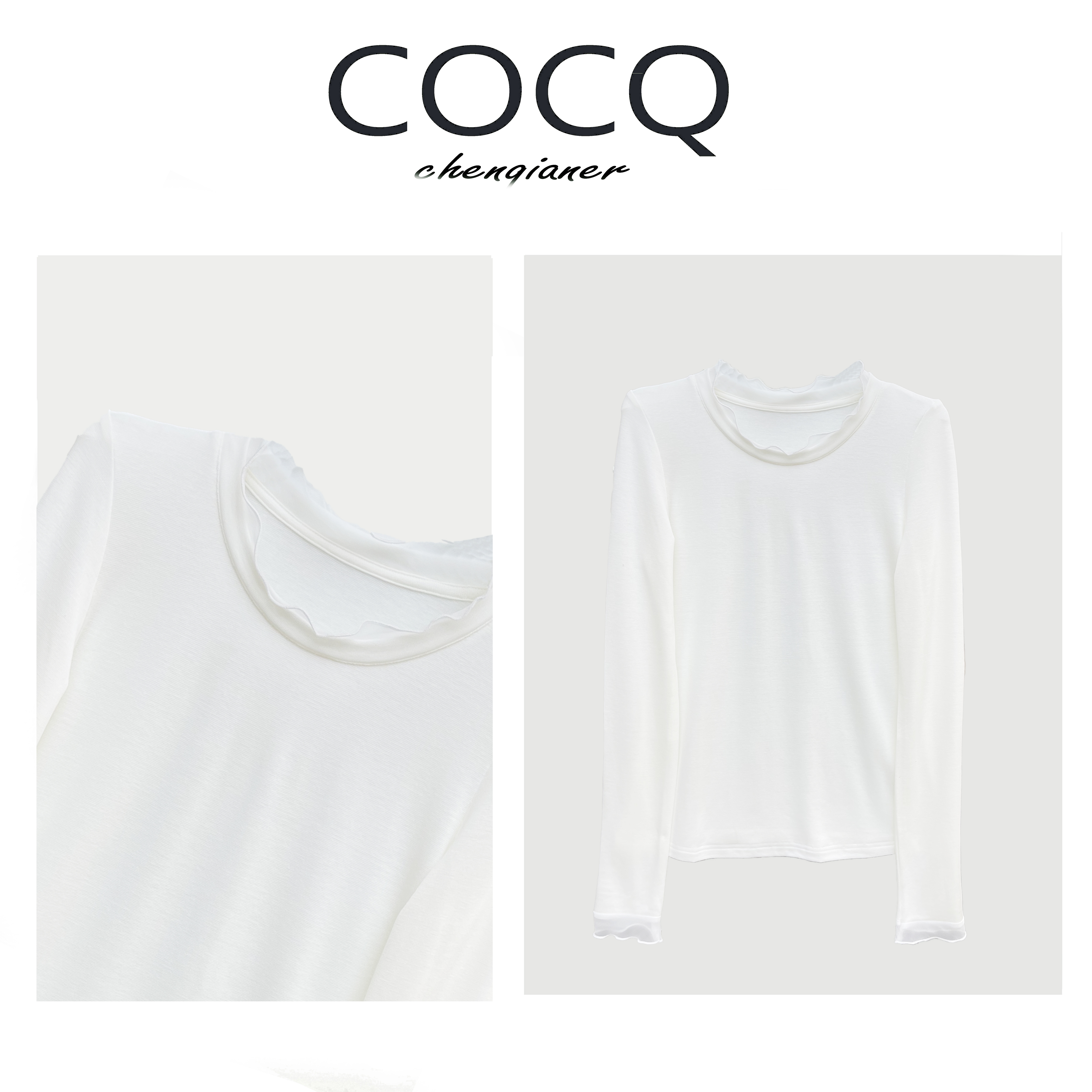 【COCQ】木耳边圆领面膜T恤亲肤柔软显瘦百搭