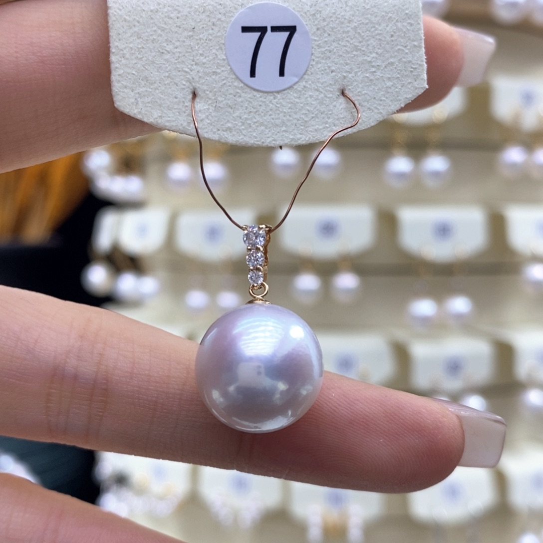 淡水珍珠吊坠(不含链)18K金镶嵌