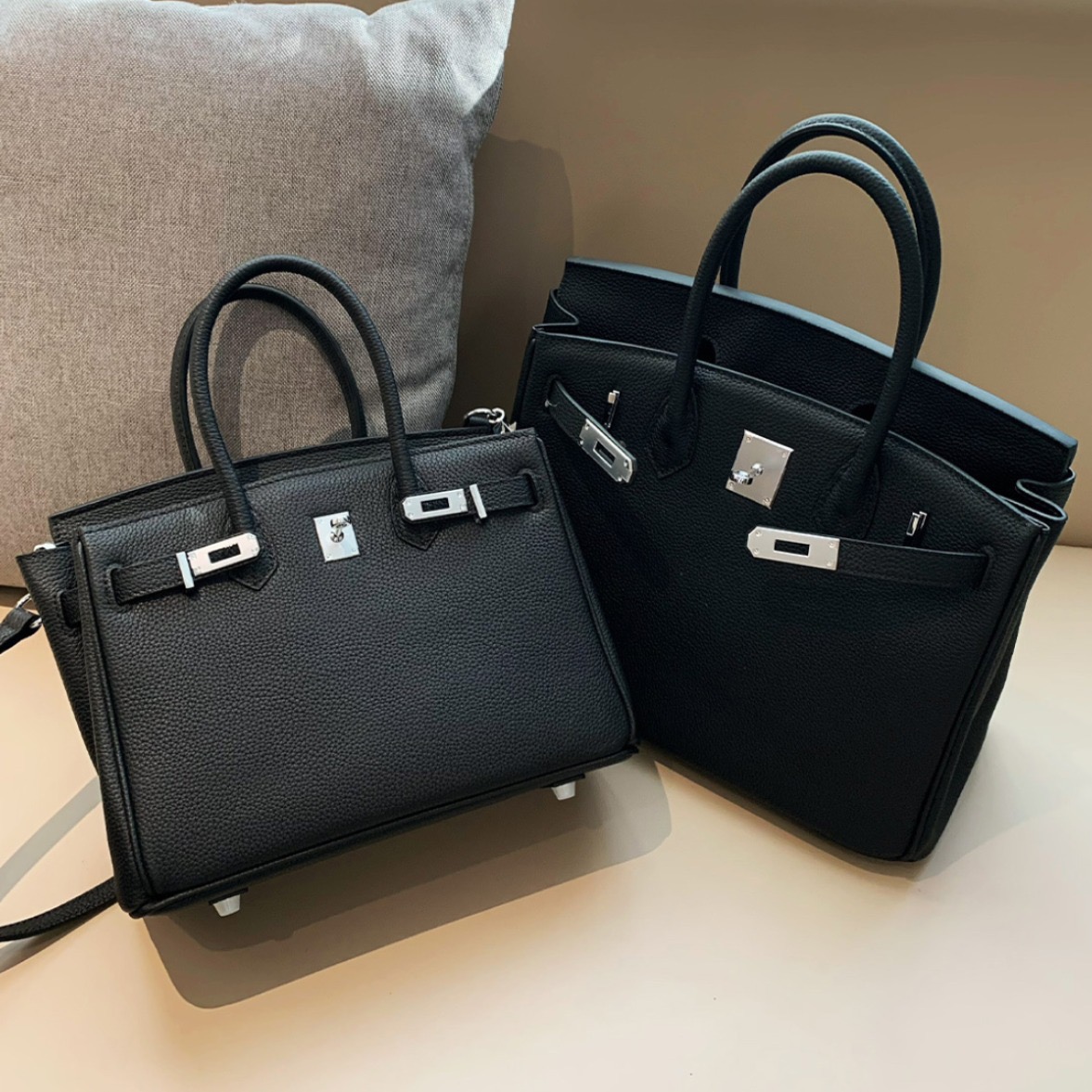 头层牛皮2025迷你铂金包新款真皮女包百搭单肩斜跨包手拎手提包包