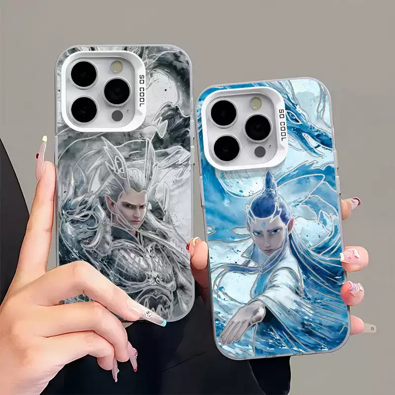 新款动漫哪吒饼饼适用iPhone16promax防摔Iphone15pro大孔IMD双膜